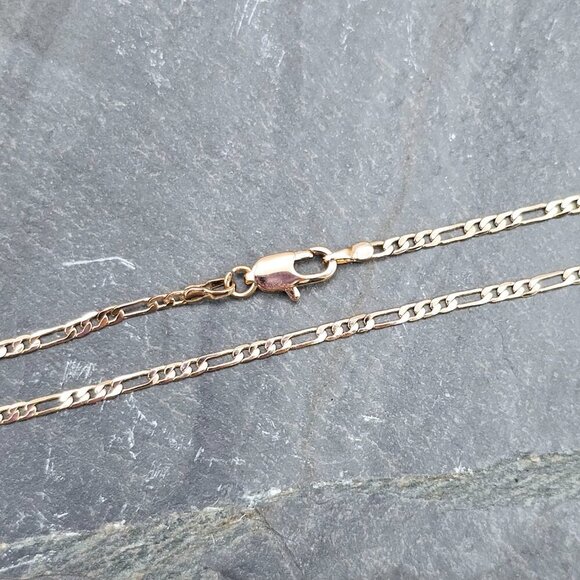 Rose Gold Flat Link Chain Necklace | Gold Plated Brass | 17.7 Inch, XPNL0018 - Picture 10 of 12